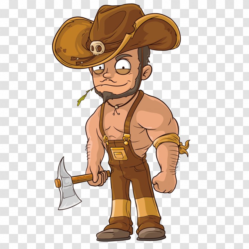 Vector Adventure Cartoon Illustration - Farmer - Holding The Ax Of Maintenance Workers Transparent PNG