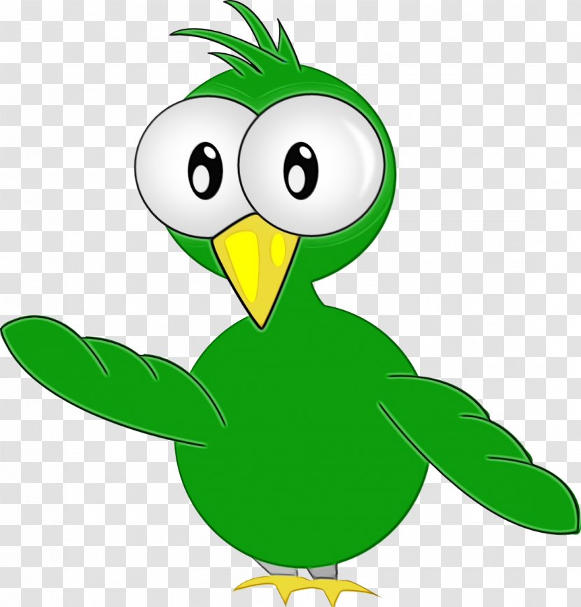 Bird Green Beak Cartoon Yellow - Paint - Flightless Transparent PNG