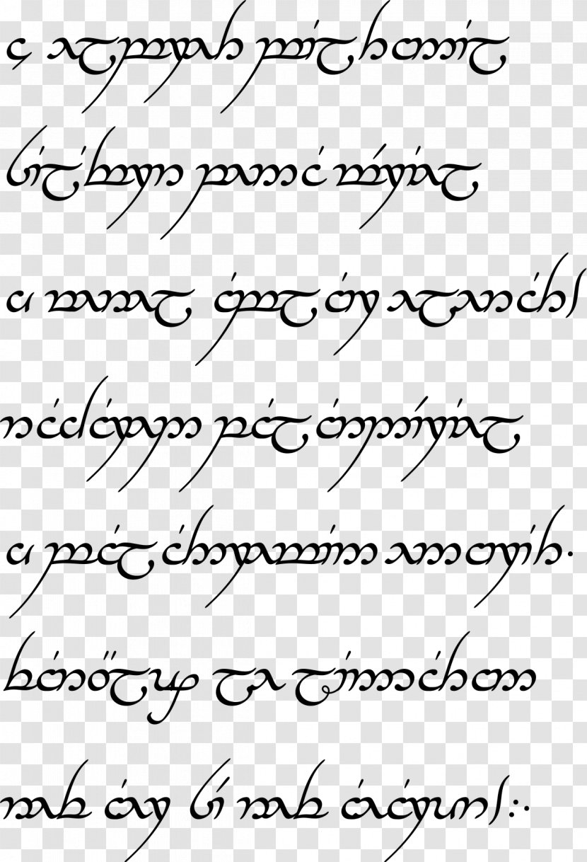 The Lord Of Rings A Elbereth Gilthoniel Varda Quenya Black Speech - Calligraphy Transparent PNG