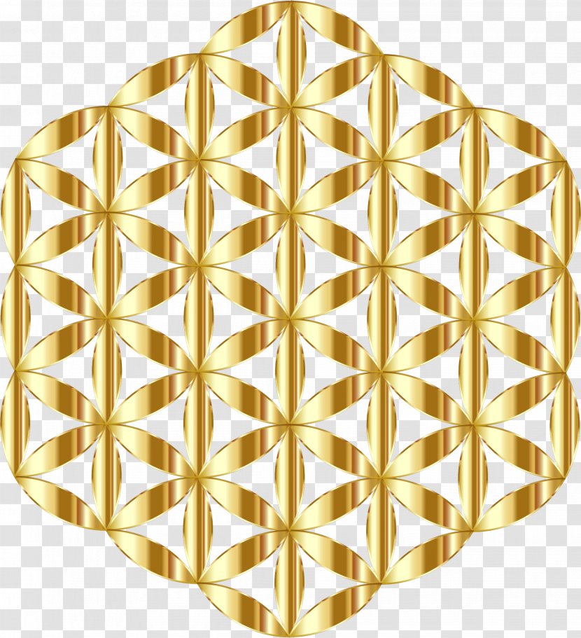 Overlapping Circles Grid Flower Clip Art - Gold Transparent PNG