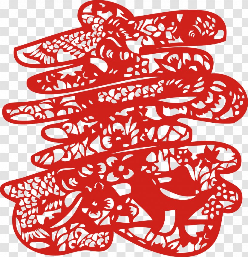 Papercutting Chinese New Year Fu Years Day - Lantern - Longevity Paper-cut Window Grilles Year's Transparent PNG
