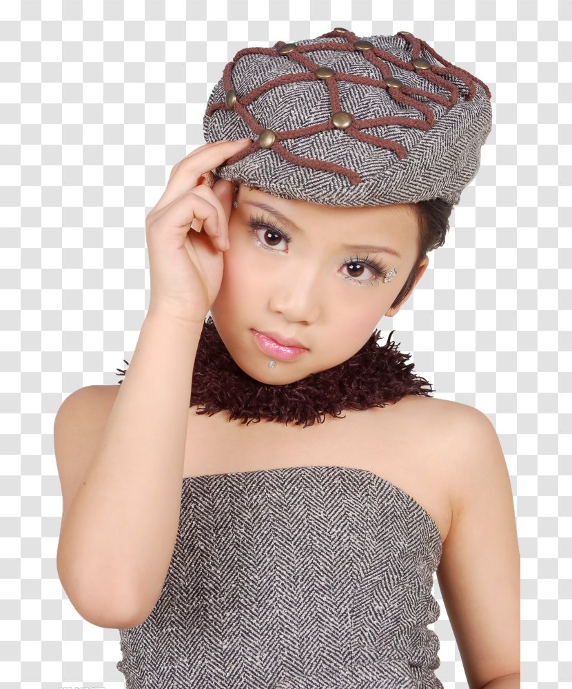 Woman With A Hat Knit Cap - Female Model Wearing Transparent PNG