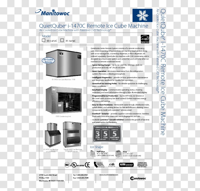 Ice Makers The Manitowoc Company Machine Condenser - Multimedia Transparent PNG