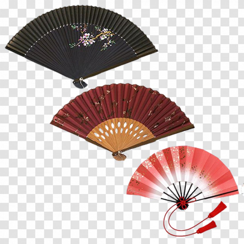 Japanese Traditional Dance Paper Hand Fan - Chinese Sub Transparent PNG