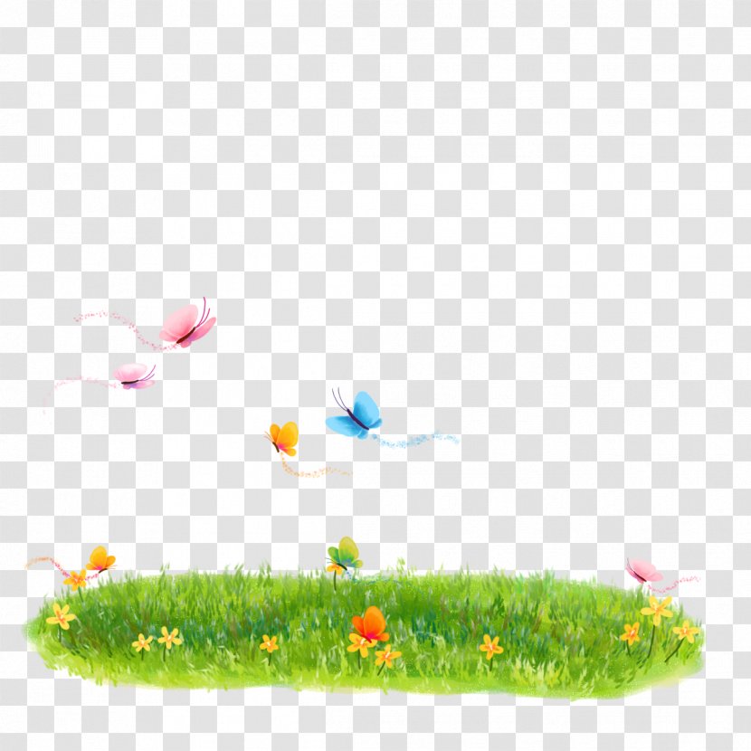 Butterfly Painting Illustration - Text - Colored Butterflies On Green Grass Transparent PNG