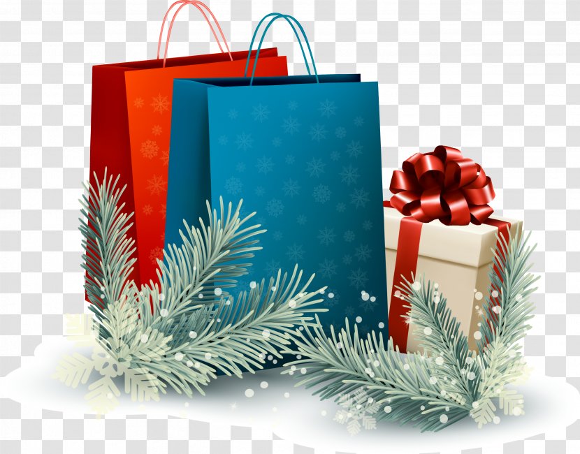 Gift Christmas Illustration - Ornament - Vector Cartoon Bag Box Transparent PNG