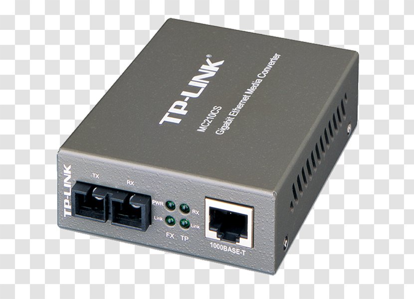 Fiber Media Converter Gigabit Ethernet Single-mode Optical TP-LINK MC210CS Interface - Hub - Electronic Device Transparent PNG