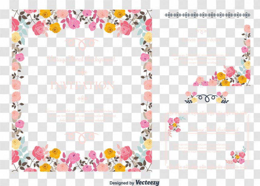 Flower Paper - Romance Pink Wedding Invitations Transparent PNG