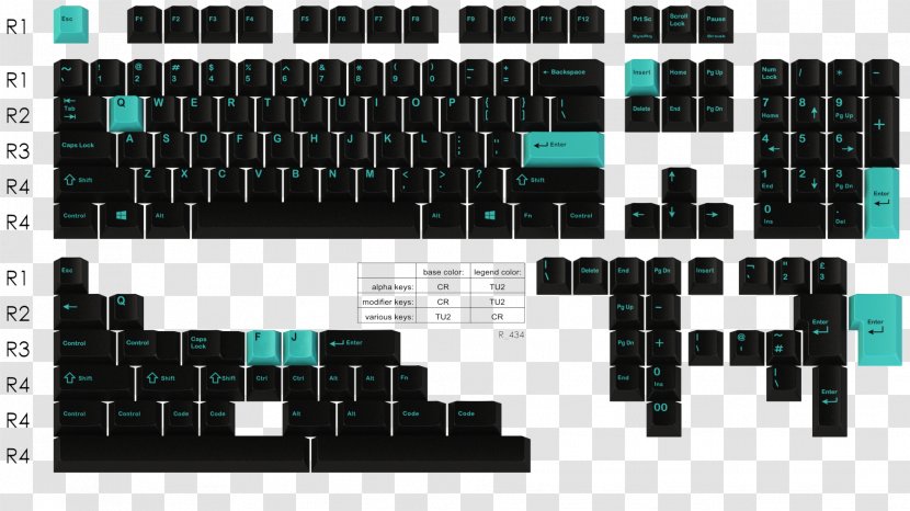 Computer Keyboard Color Blue On Black Keycap - Cartoon - Flower Transparent PNG