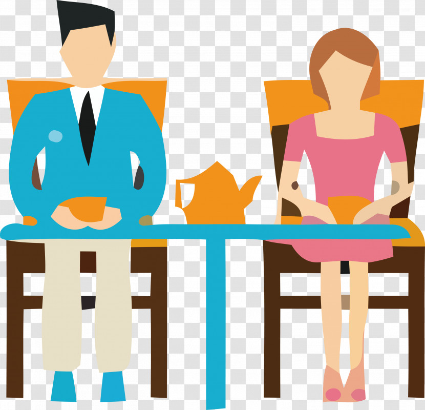 Cartoon Table Line Conversation Furniture Transparent PNG