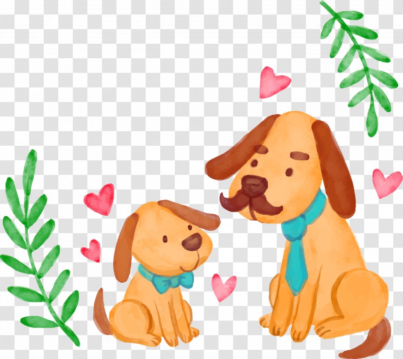 Dog Puppy Fathers Day - Organism - Hand-painted Cute Father And Son Transparent PNG
