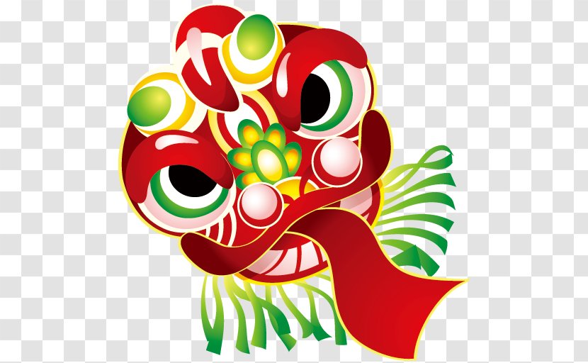 Chinese New Year Picture Frames Lion Dance Fat Choy - Watercolor - Three-dimensional Hand-drawn Cartoon Label,Chinese Head Style Transparent PNG