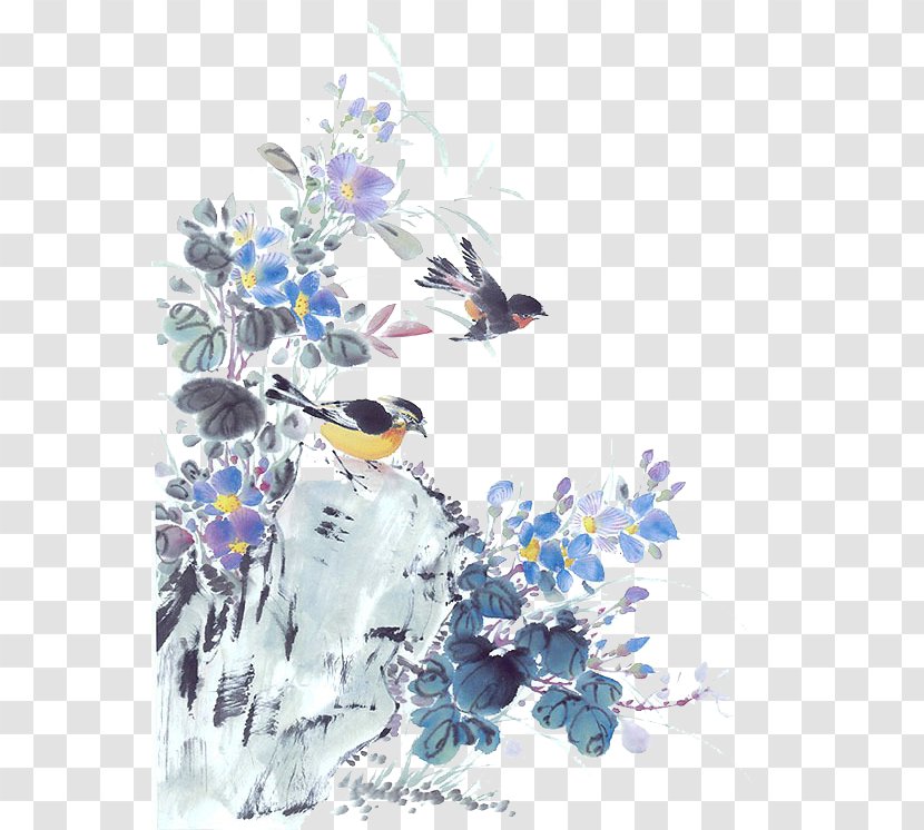 China Chinese Painting Laptop - Flora - Birds Transparent PNG