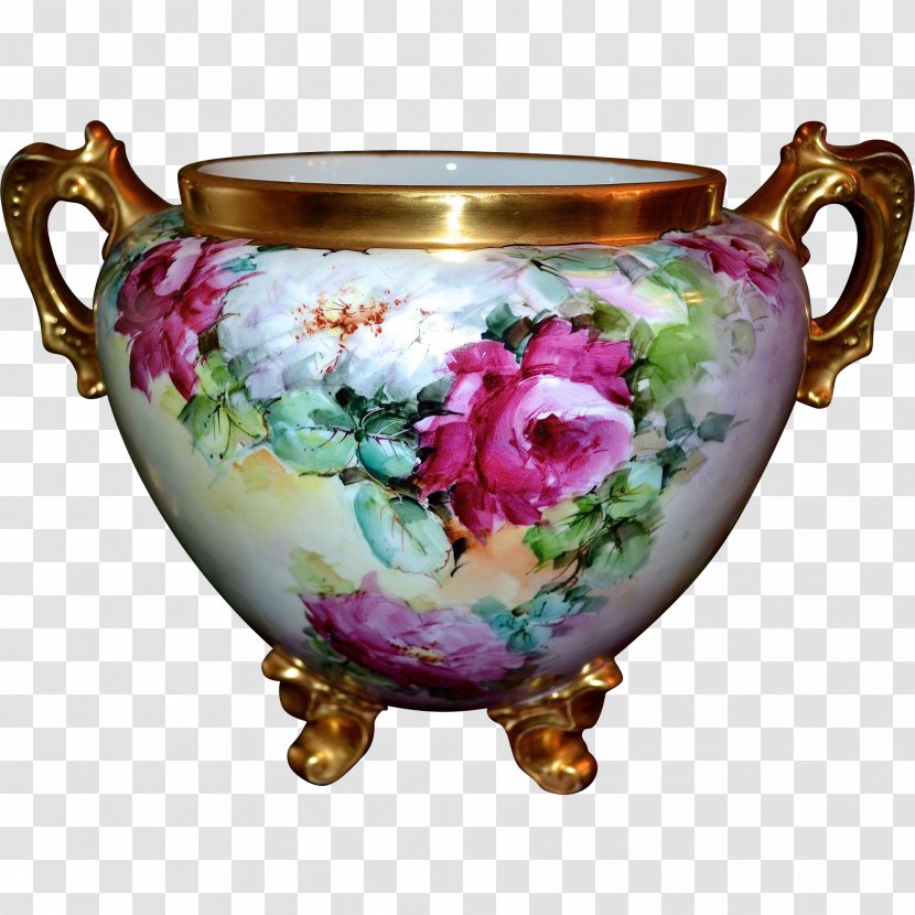 Limoges Porcelain Vase Jardiniere - Decorative Arts Transparent PNG