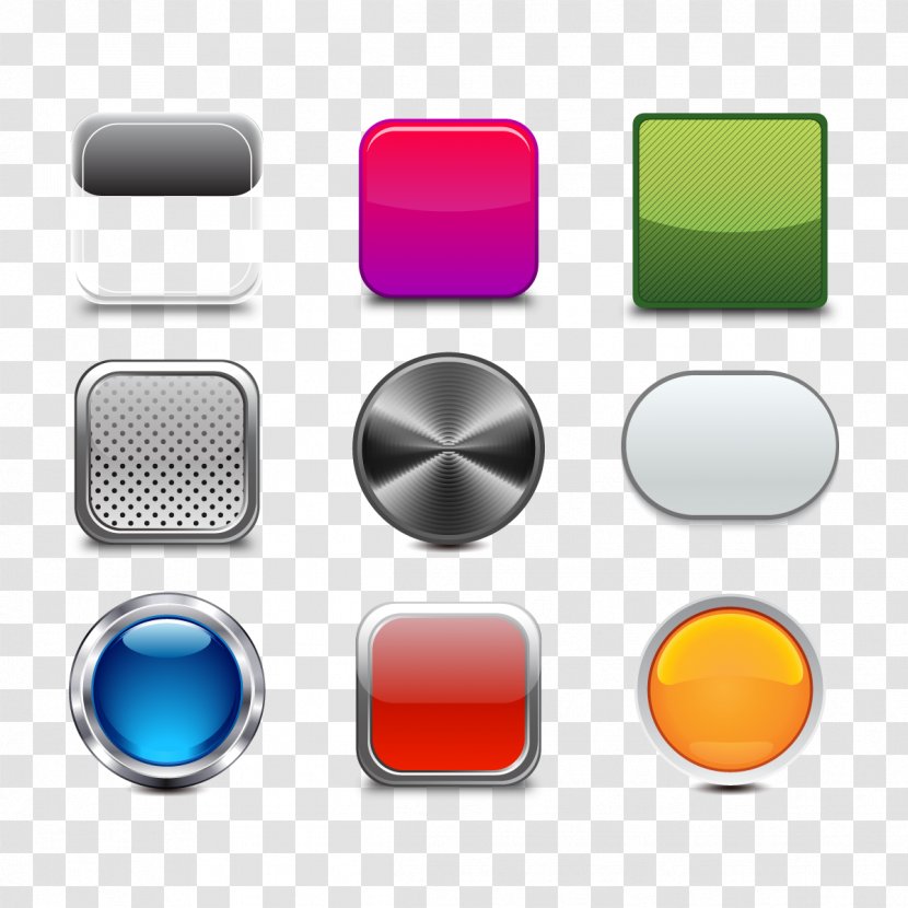 Metal Push-button Icon - Vector Button Transparent PNG