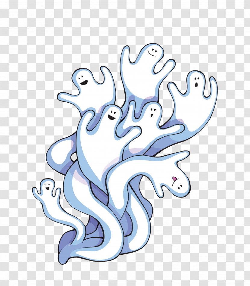 Cartoon Ghost Sticker Poster - Flower Transparent PNG