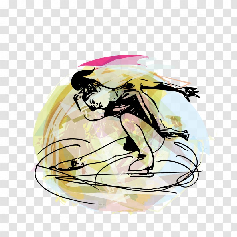 Ice Skating Figure Royalty-free Clip Art - Speed - Vector Watercolor Dancers Transparent PNG