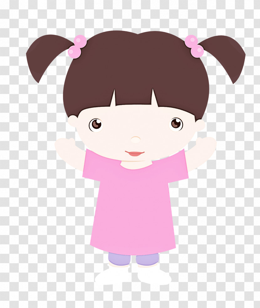 Cartoon Pink Violet Brown Hair Child Transparent PNG