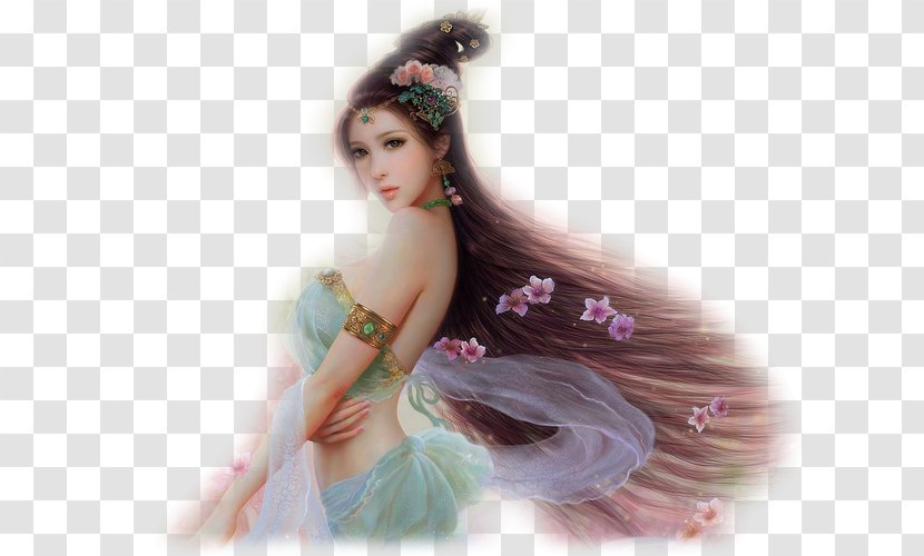 Fantasy Female Woman Desktop Wallpaper Fantastic Art - Flower Transparent PNG