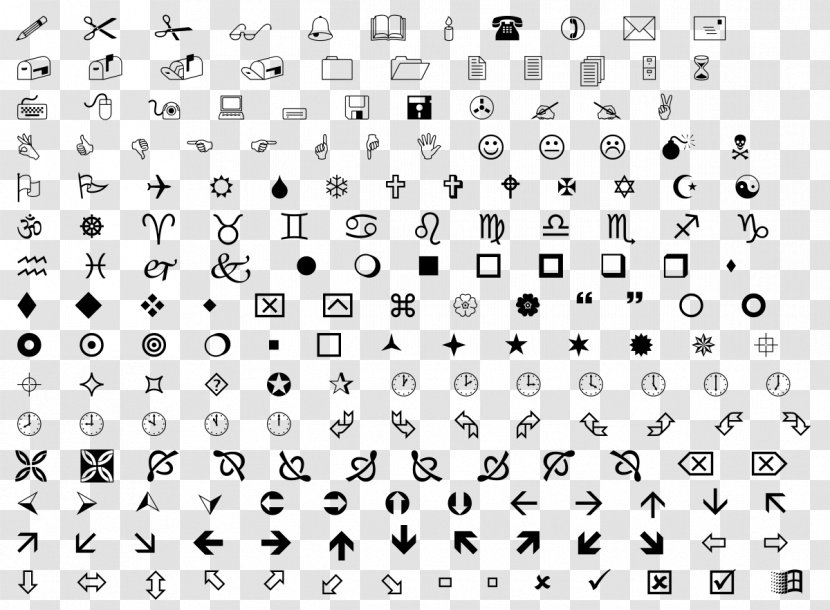 Wingdings Translation Undertale Webdings Font - Silhouette - Emoji Transparent PNG