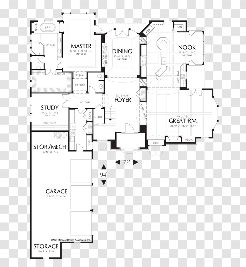 Floor Plan Design Great Room Architecture - Black And White - Kitchen Transparent PNG