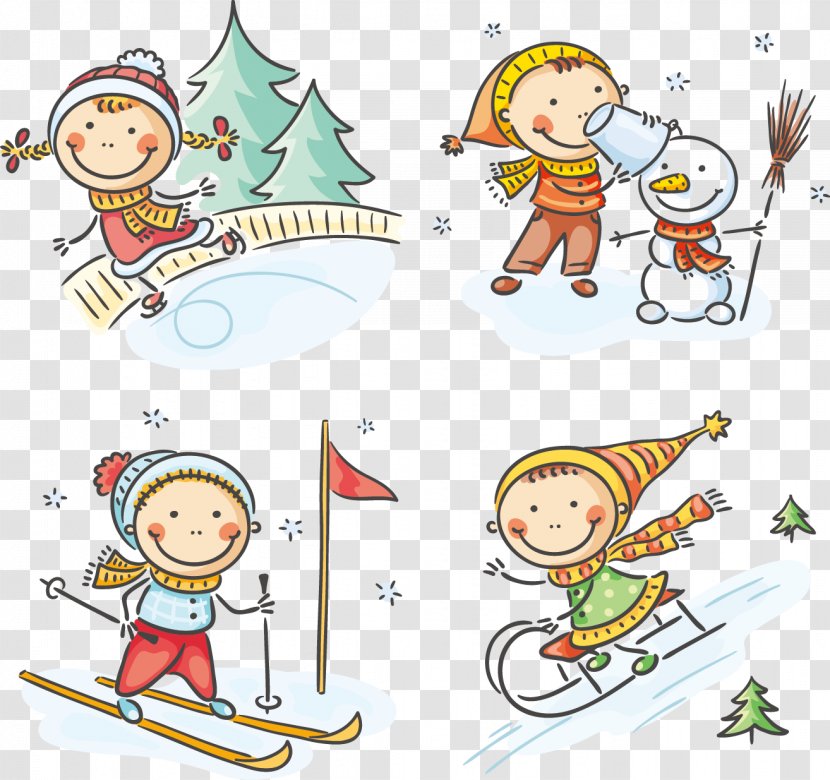 Winter Cartoon Clip Art - Organism - Vector Skiing Transparent PNG