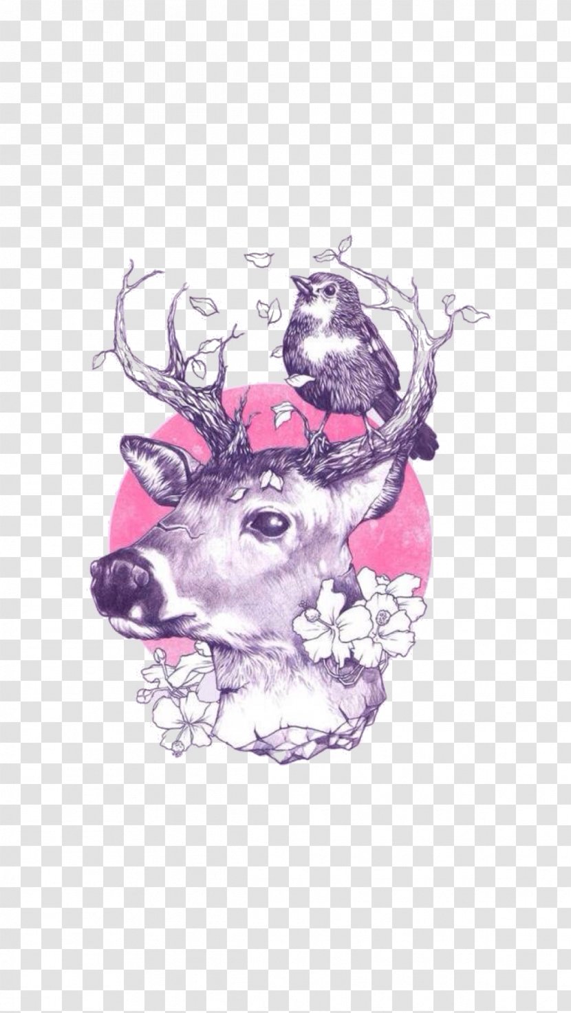 Deer Art Drawing Tattoo Illustration - Visual Arts - Animal Transparent PNG