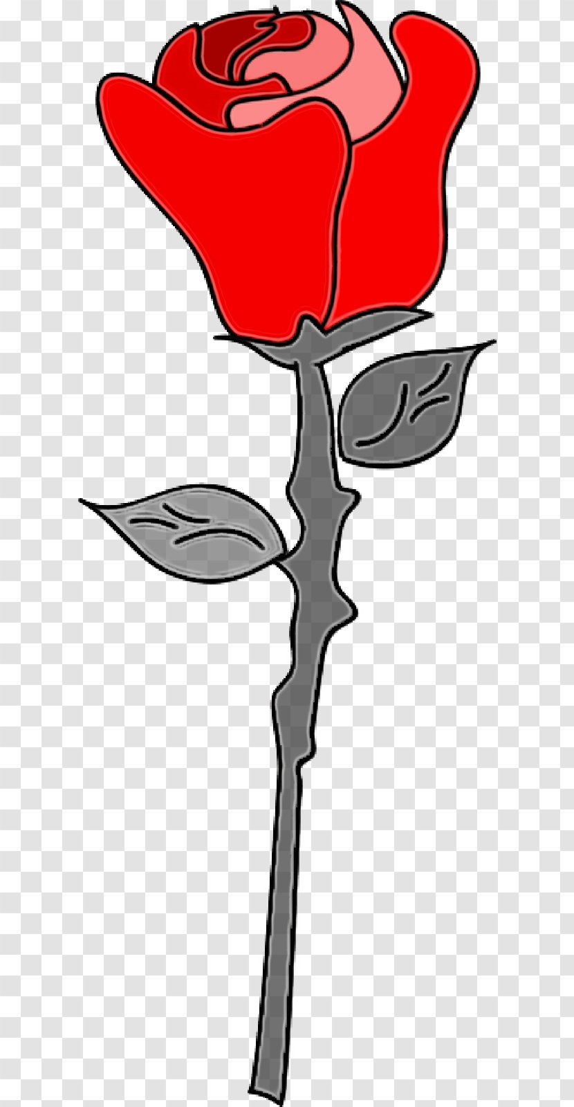 Red Clip Art Plant Stem Tree - Wet Ink - Tulip Flower Transparent PNG