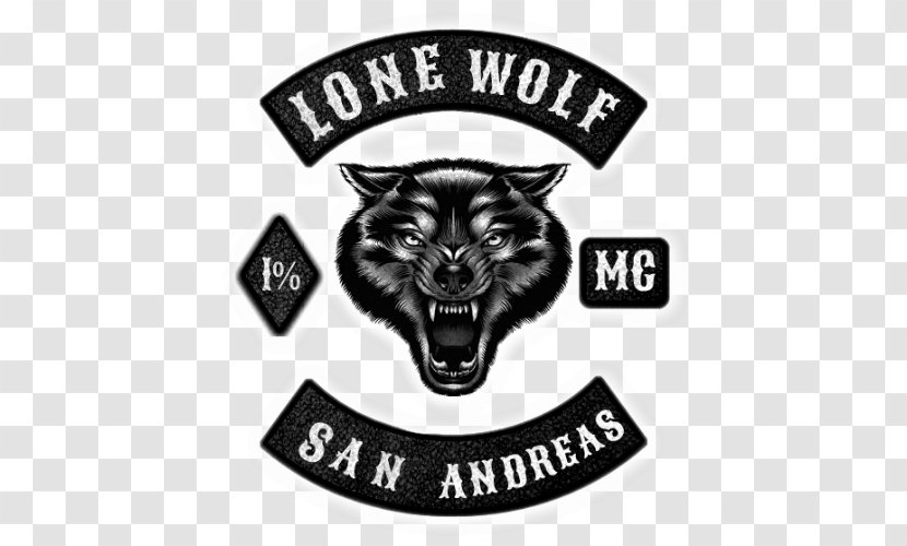 Gray Wolf Motorcycle Club Biker Grand Theft Auto: San Andreas Embroidered Patch - Black And White - Sticker Transparent PNG