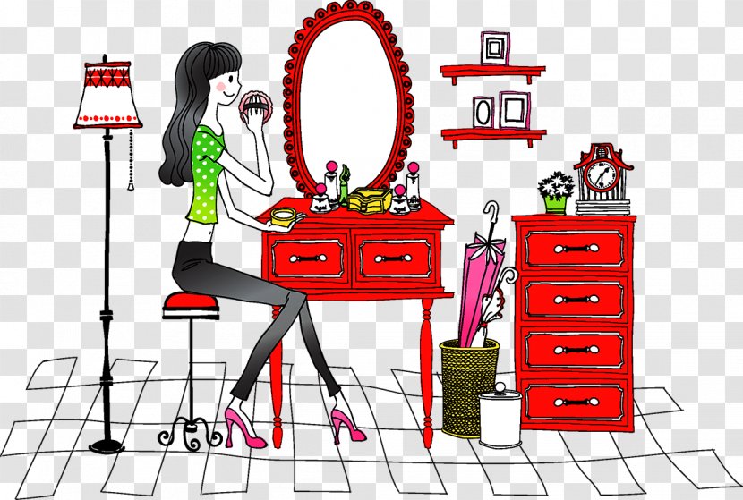 Cosmetics Stock Illustration Drawing - Fashion - Woman Painting Makeup Transparent PNG