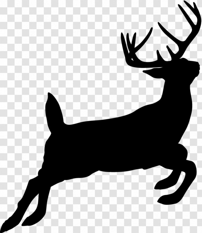 Reindeer Silhouette White-tailed Deer Hunting - Black And White Transparent PNG