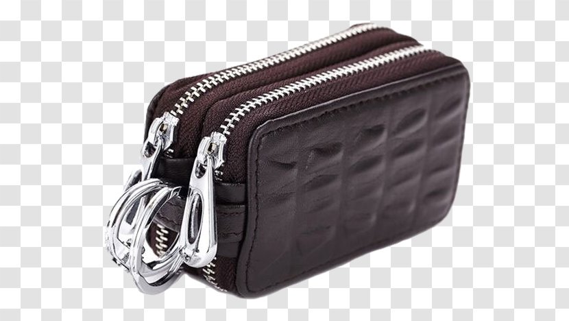 Smart Key Case Leather Keychain - Handbag - Double Layer Zipper Bag Transparent PNG