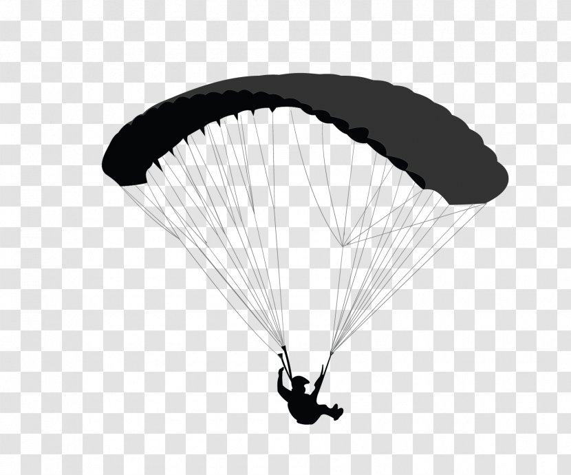 Parachuting Parachute Silhouette - Black And White Transparent PNG