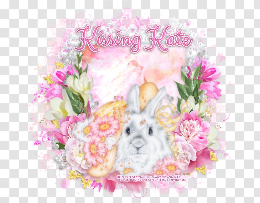 Floral Design Flower Bouquet Easter Greeting & Note Cards - Pink M - Kissing Bunnies Transparent PNG