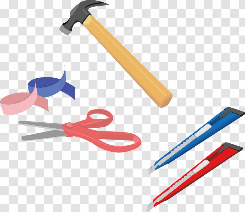 Vector Household Tools Hammer Scissors - Papercutting - Tool Transparent PNG