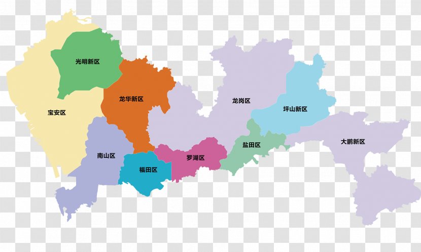 Futian District Nanshan District, Shenzhen Yantian Guangming New Map - Administrative Area Transparent PNG
