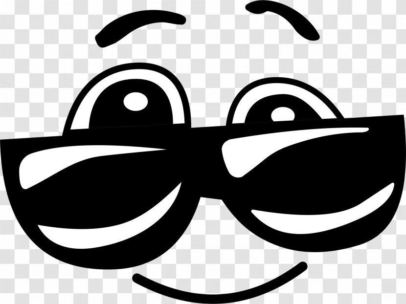 Smiley Sunglasses Emoticon Clip Art - Monochrome - Emoji Transparent PNG