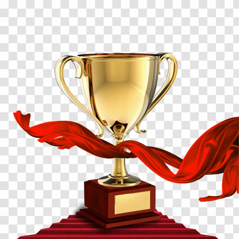 Award Ceremony Trophy Medal - Drinkware - And Red Silk Decoration Transparent PNG