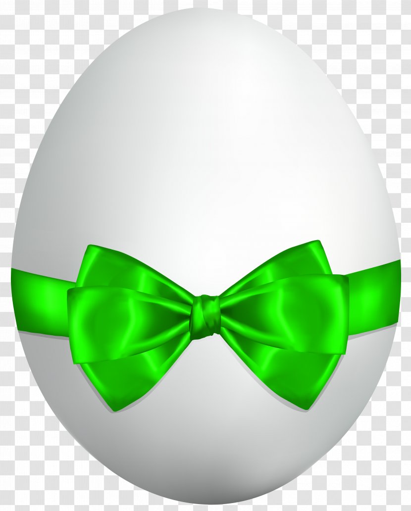 Easter Bunny Red Egg Clip Art - White With Green Bow Image Transparent PNG