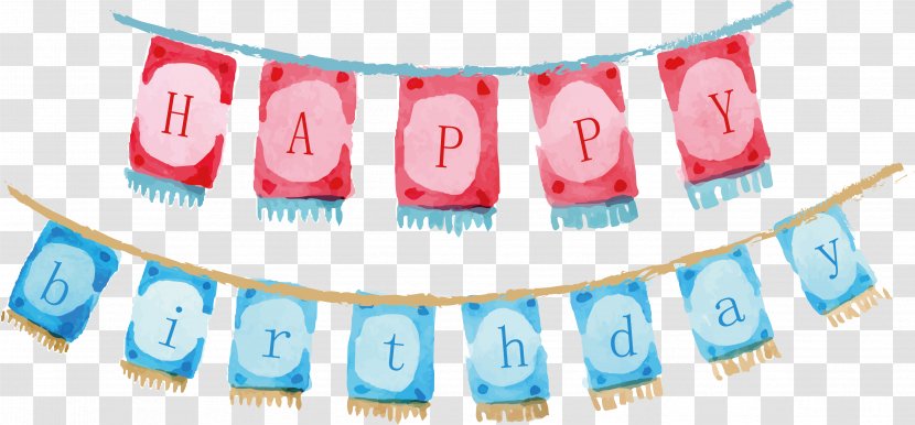 Birthday Party Watercolor Painting - Banner - Greetings Design Transparent PNG