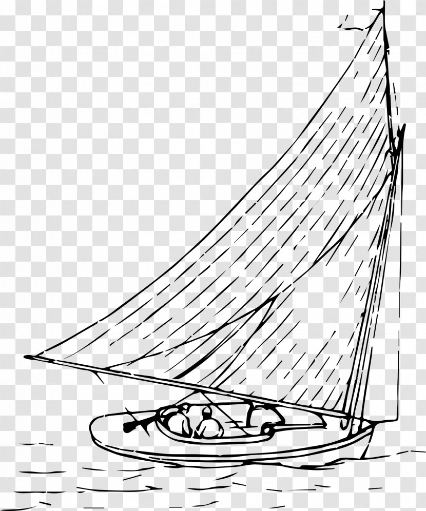 Sailboat Boating - Monochrome - Sail Transparent PNG