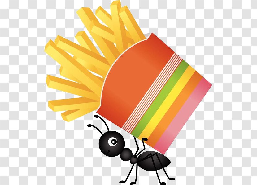 Ant Food Clip Art - Cartoon - Ants Carry French Fries Transparent PNG