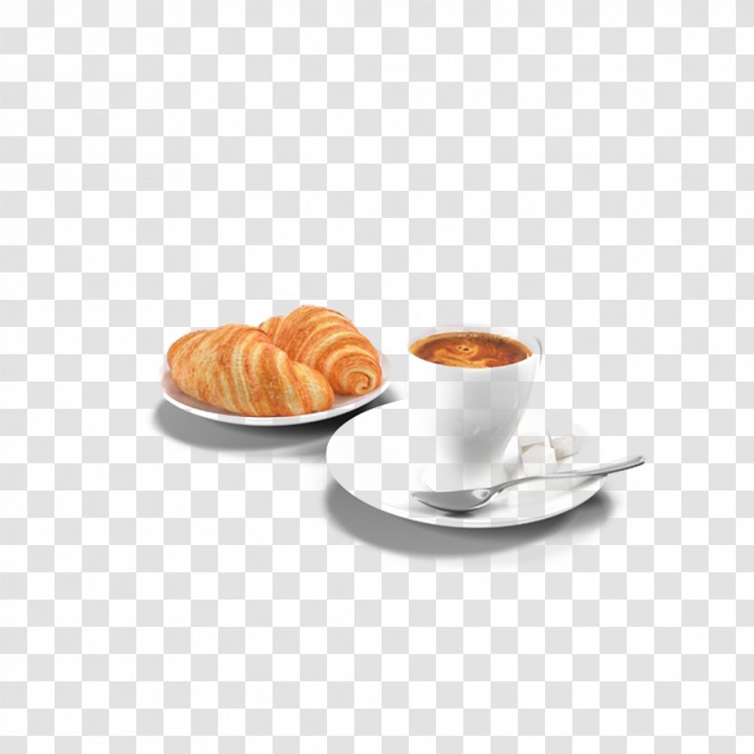 Coffee Croissant Breakfast Cafe Cappuccino - Cup - And Croissants Transparent PNG