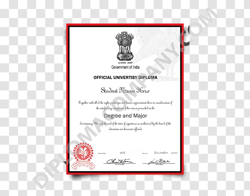 India Diploma Bachelor's Degree Academic Certificate - Higher Education - Fakedegree Transparent PNG