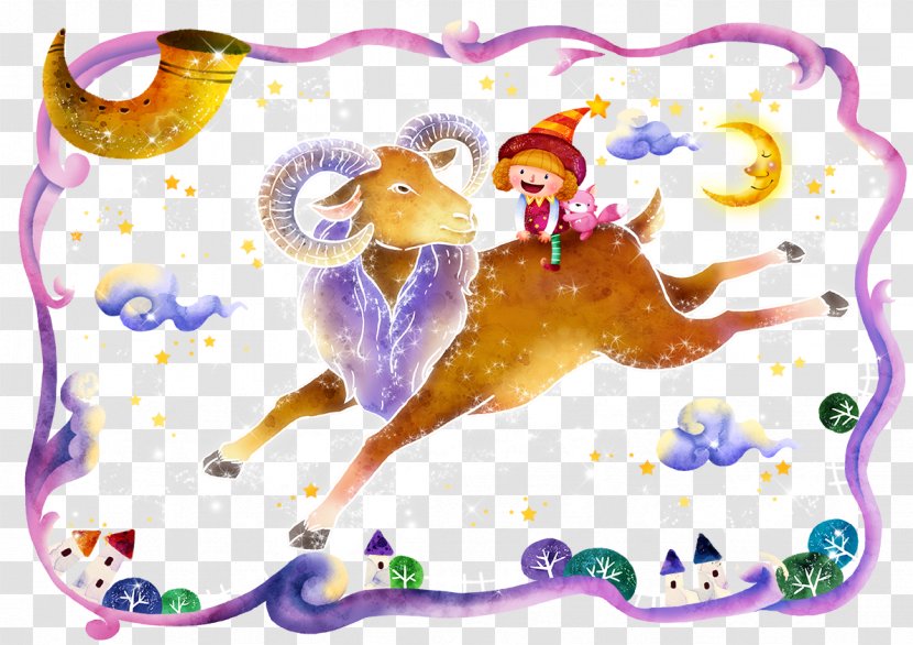 Cartoon Aries Illustration - Frame Transparent PNG