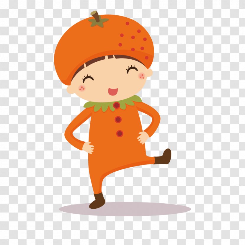 Cartoon Auglis Illustration - Fruit - Wearing Persimmon Clothing For Children Transparent PNG