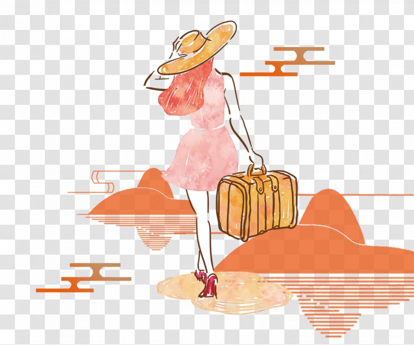 Suitcase Euclidean Vector Travel Woman Baggage - Traveling Transparent PNG