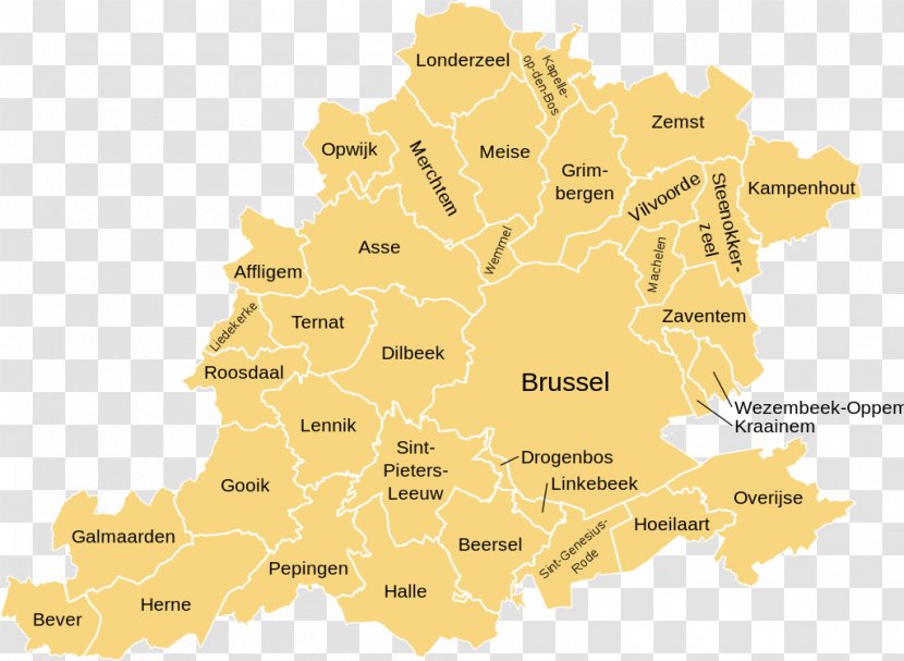 City Of Brussels Halle-Vilvoorde Administrative Arrondissement Brussels-Capital - Vilvoorde - Map Transparent PNG