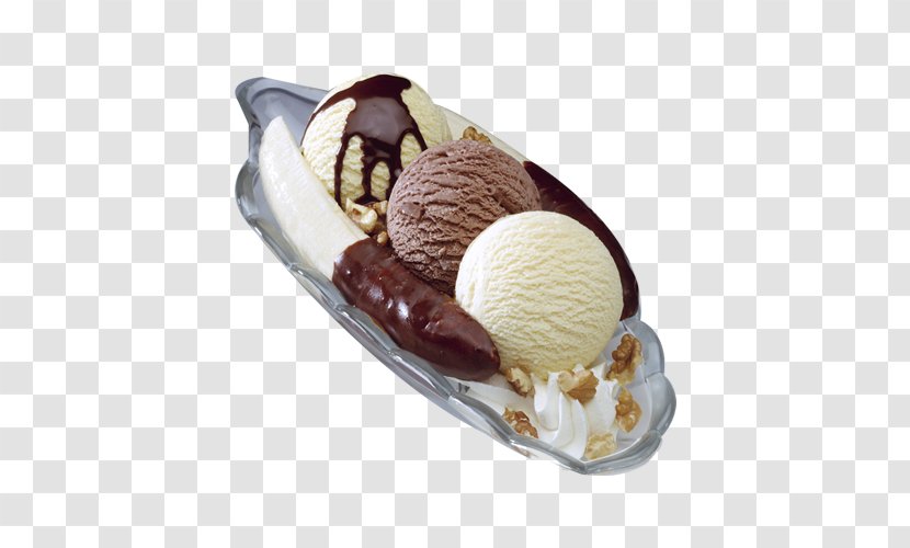 Chocolate Ice Cream Banana Split Sundae Boat - Food Transparent PNG