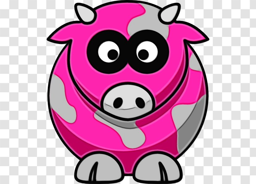 Cartoon Pink Clip Art Snout Suidae - Magenta - Smile Bovine Transparent PNG